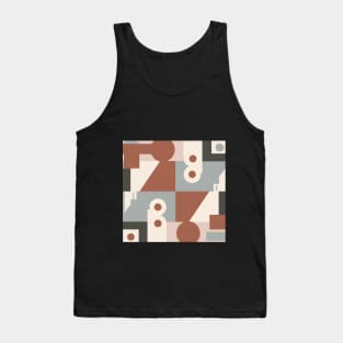 Classic Geometric Wallpaper: Abstract Shapes in Muted Earthy Hues. Tank Top